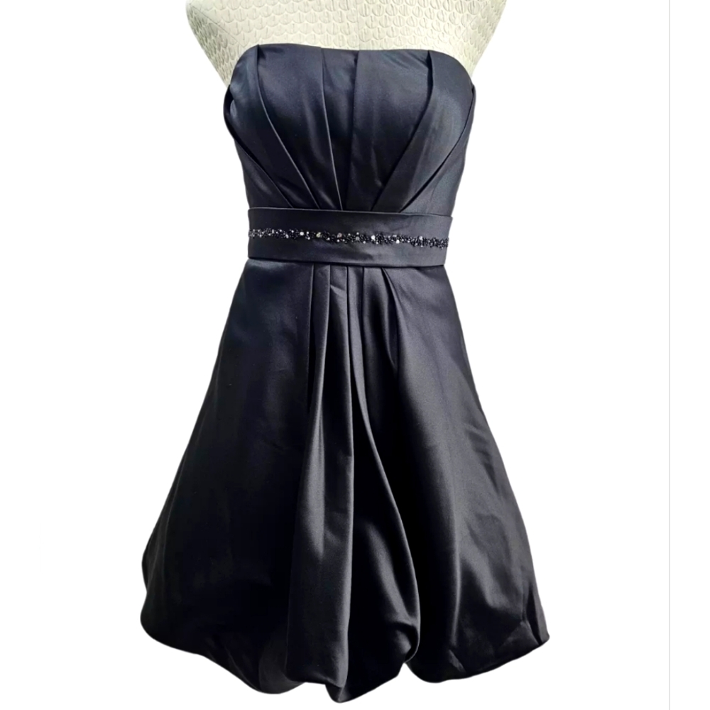 BILL LEVKOFF Black Strapless Sequin Cocktail Dress Women's 8‎ LBD New Formal LBD